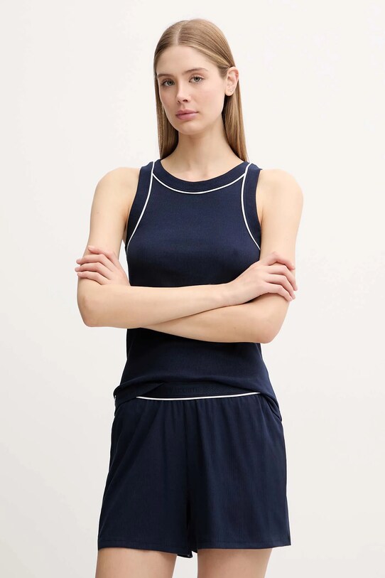 Lacoste piżama dzianina granatowy 4F8400