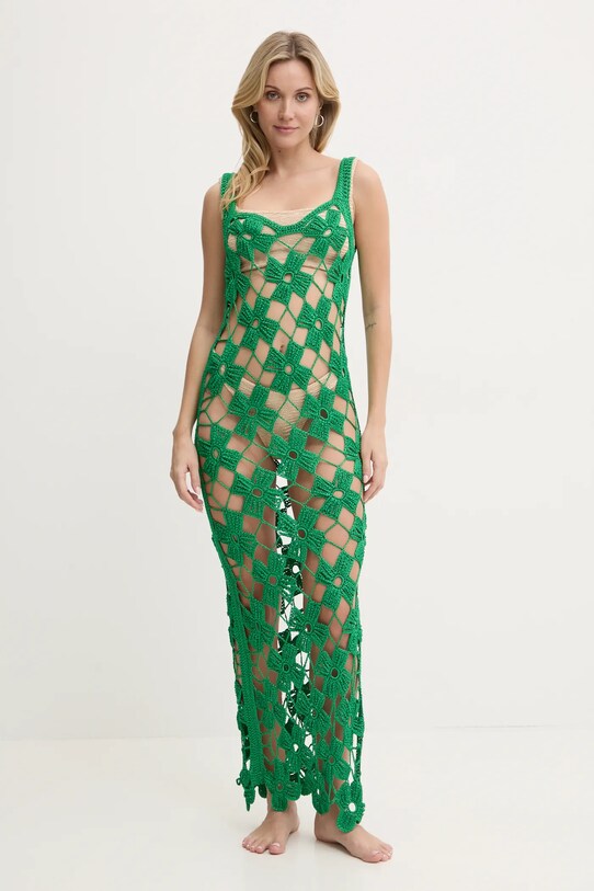 PARAMIDONNA rochie de plajă din mătase CR25MG verde SS25