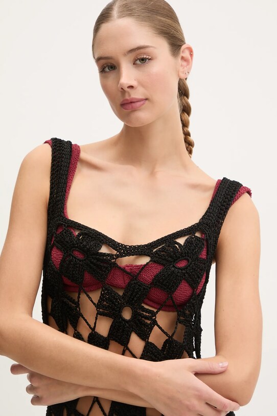 PARAMIDONNA rochie de plajă din mătase negru CR25MB