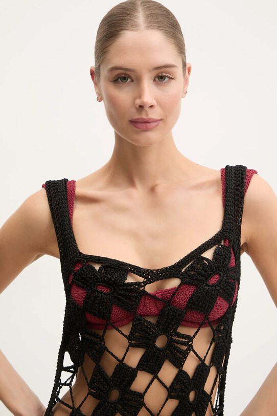 PARAMIDONNA rochie de plajă din mătase CR25MB negru