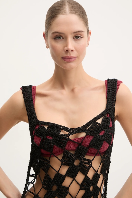 PARAMIDONNA rochie de plajă din mătase CR25MB negru