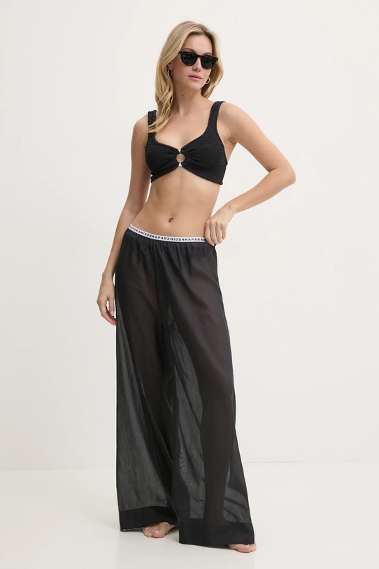 PARAMIDONNA pantaloni de plajă din amestec de mătase CR25TSBL negru SS25