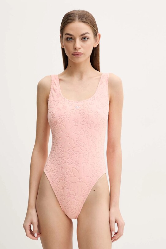 adidas Originals costum de baie dintr-o bucată Essentials cu modele portocaliu JG1043
