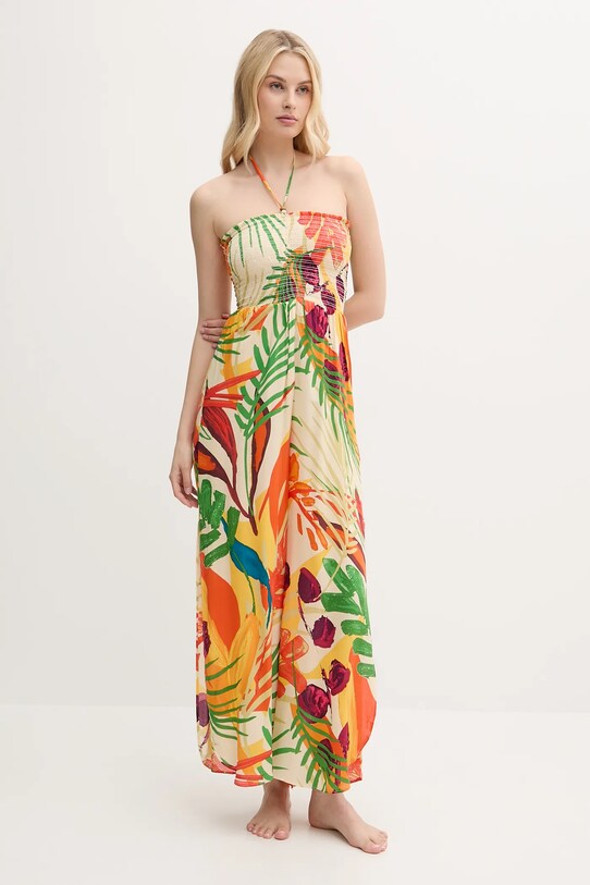 Desigual combinezon plajă BAHAMAS JAMPSUIT cu modele bej 25SWMW03