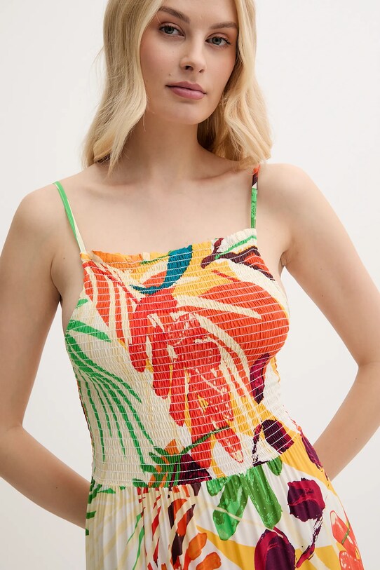 Desigual sukienka plażowa BAHAMAS PATCH beżowy 25SWMW07