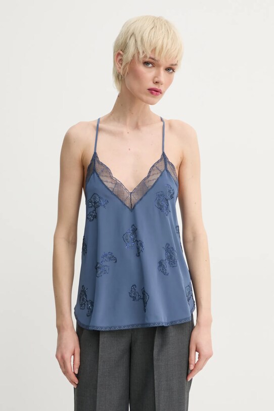 ZADIG&VOLTAIRE bluză de matase imprimeu albastru WWCR01291.424