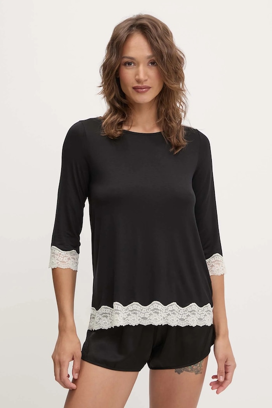 Піжамний лонгслів United Colors of Benetton трикотаж чорний 3Z123M07E