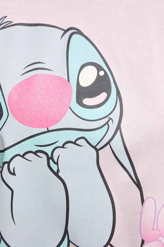 United Colors of Benetton t-shirt piżamowy bawełniany LILO&STITCH różowy 30963M07C