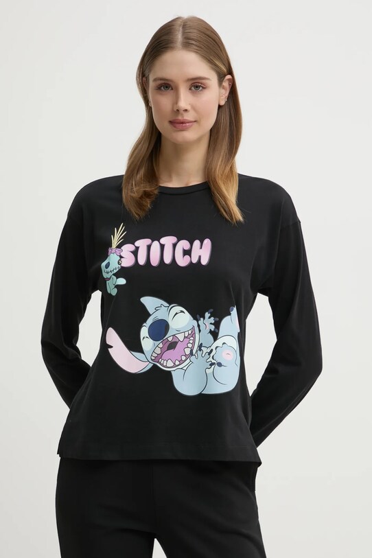 United Colors of Benetton longsleeve de pijama LILO&STITCH munte negru 3Y5E3M07D
