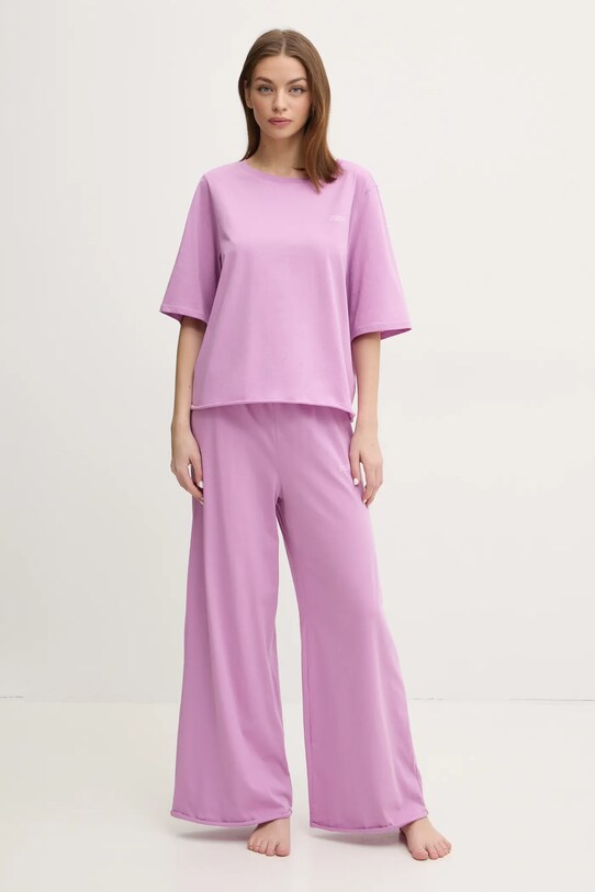 Памучна пижама United Colors of Benetton комплект виолетов 35VB3P03P
