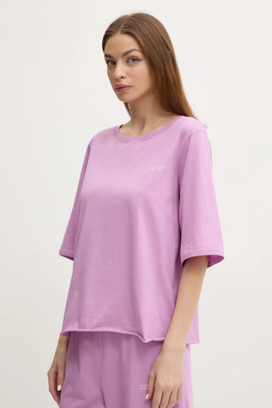 Дрехи Памучна пижама United Colors of Benetton 35VB3P03P виолетов