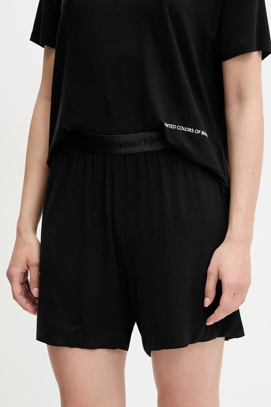 Σορτς πιτζάμας United Colors of Benetton πλεκτό ύφασμα μαύρο 36MX3900N