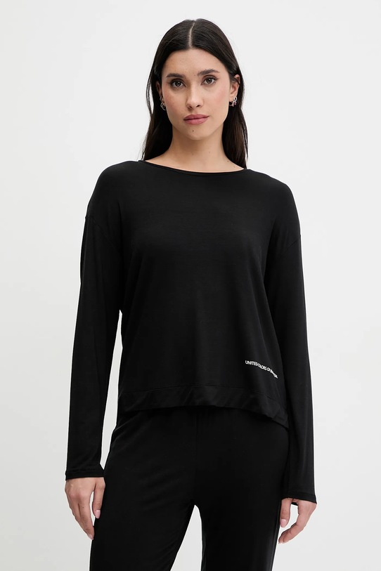 United Colors of Benetton longsleeve de pijama uni negru 36MX3M07B