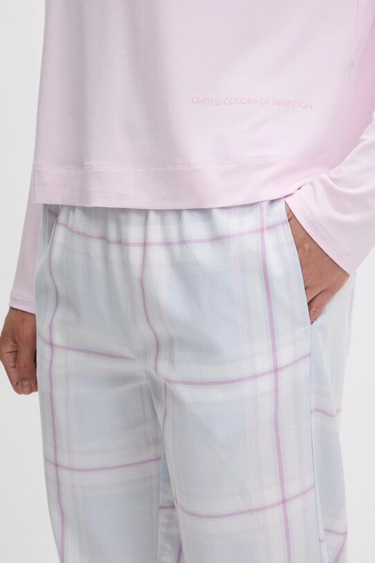 United Colors of Benetton pantaloni pijama bumbac albastru 4QFZ3F00L