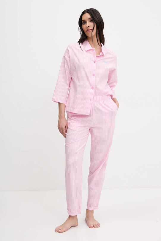 Βαμβακερό παντελόνι πιτζάμα United Colors of Benetton 4QFZ3F00L ροζ SS25