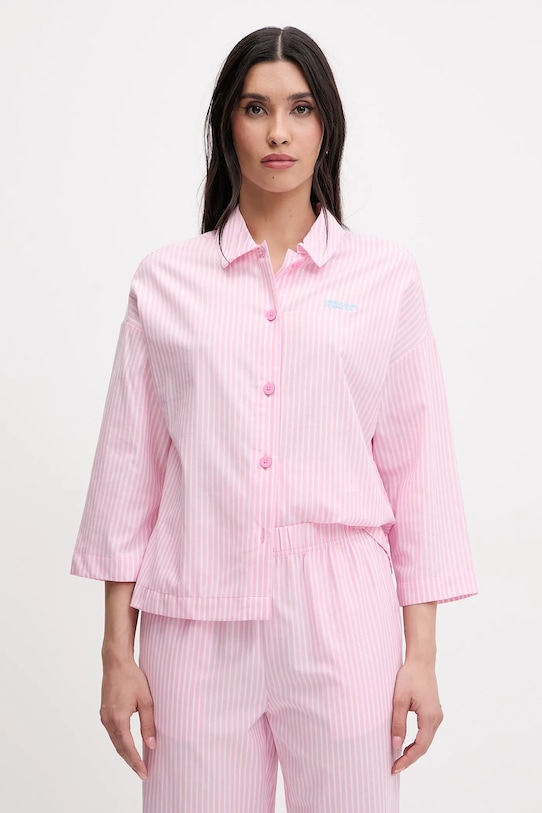 Bombažna spalna srajca United Colors of Benetton Bombaž roza 4QFZ3M00A