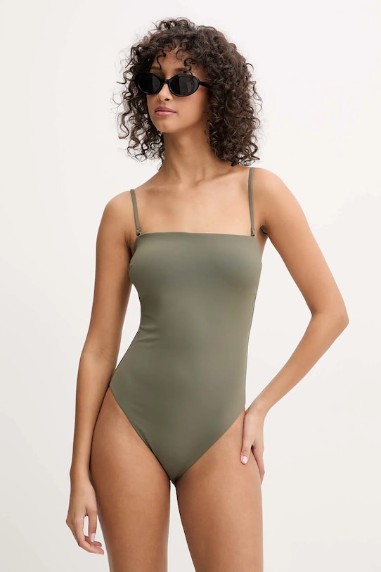 Jednodielne plavky Calvin Klein bez kostíc zelená KW0KW02709