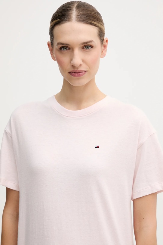 Pamučna spavaćica Tommy Hilfiger roza UW0UW05767