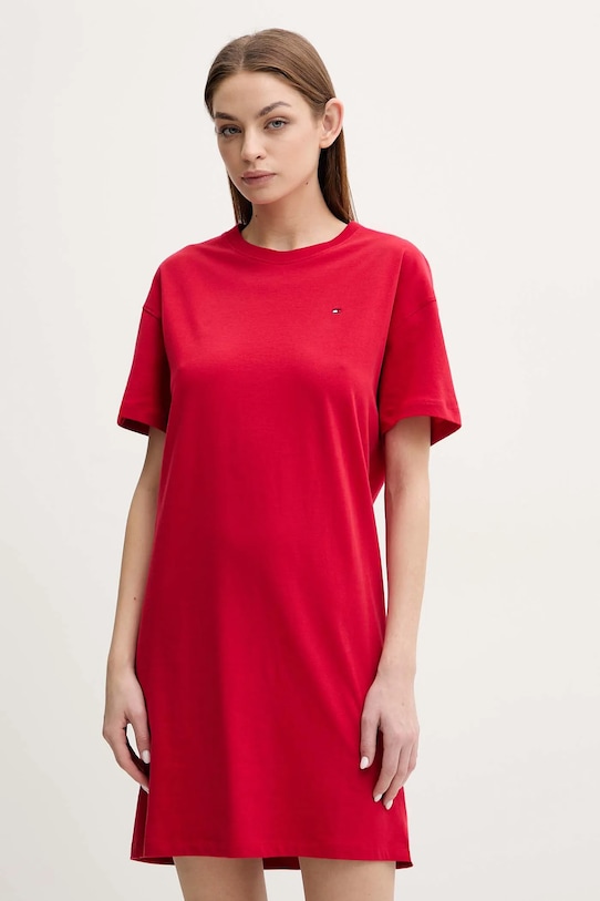 Βαμβακερό νυχτικό Tommy Hilfiger βαμβάκι κόκκινο UW0UW05767