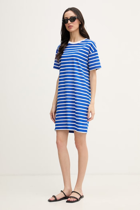 Tommy Hilfiger šaty bavlnené UW0UW05937 modrá SS26