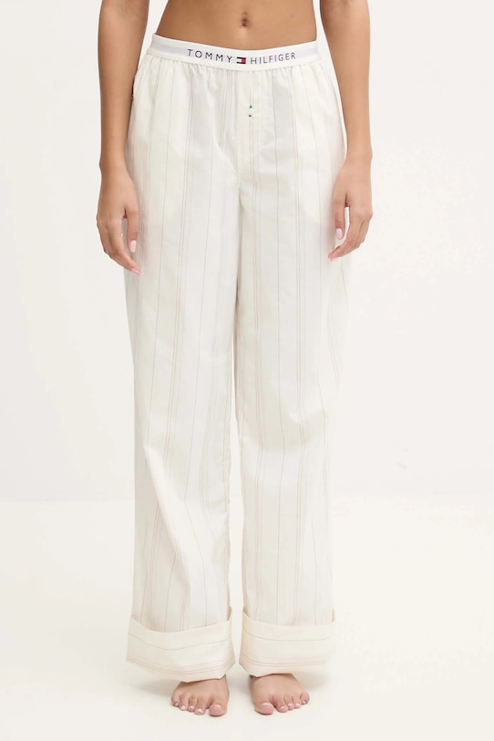 Tommy Hilfiger spodnie piżamowe bawełniane tkanina beżowy UW0UW05766