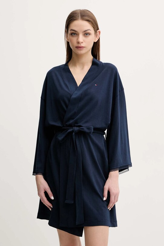 Tommy Hilfiger szlafrok aplikacja granatowy UW0UW05781