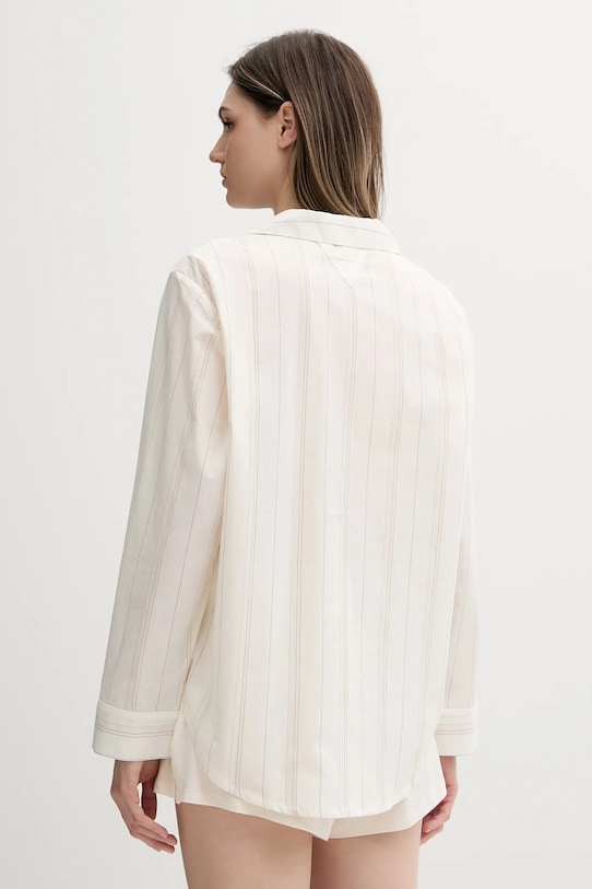 Bavlněná pyžamová košile Tommy Hilfiger UW0UW05764 béžová SS25