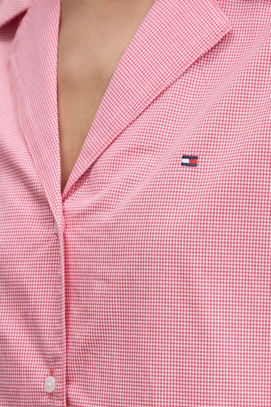 Bavlnená pyžamová košeľa Tommy Hilfiger ružová UW0UW05764