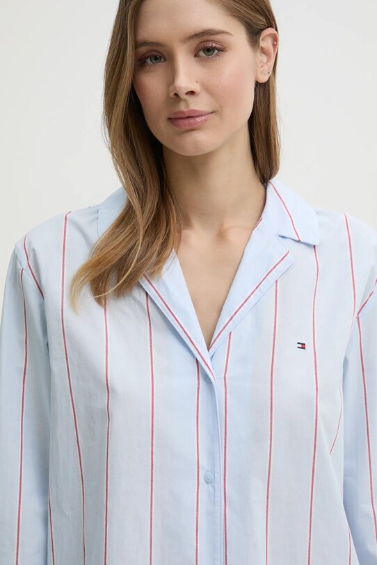 Хлопковая пижамная рубашка Tommy Hilfiger голубой UW0UW05764