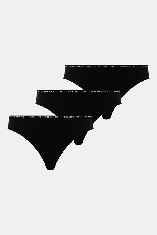 Tommy Hilfiger tanga 3-pack tanga negru UW0UW05756