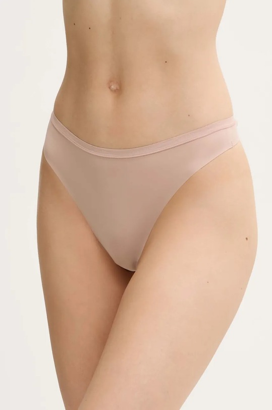 Calvin Klein Underwear stringi dzianina beżowy LV00QF7820