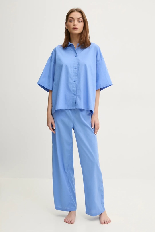 Pamučna košulja za spavanje Calvin Klein Underwear 000QS7314E ljubičasta SS25