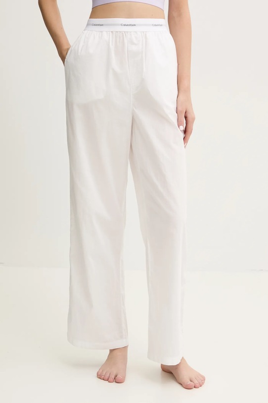Хлопковые пижамные брюки Calvin Klein Underwear ткань белый LV00QS7410