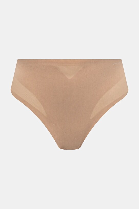 Στρινγκ Calvin Klein Underwear πλεκτό ύφασμα μπεζ LV00QF8165