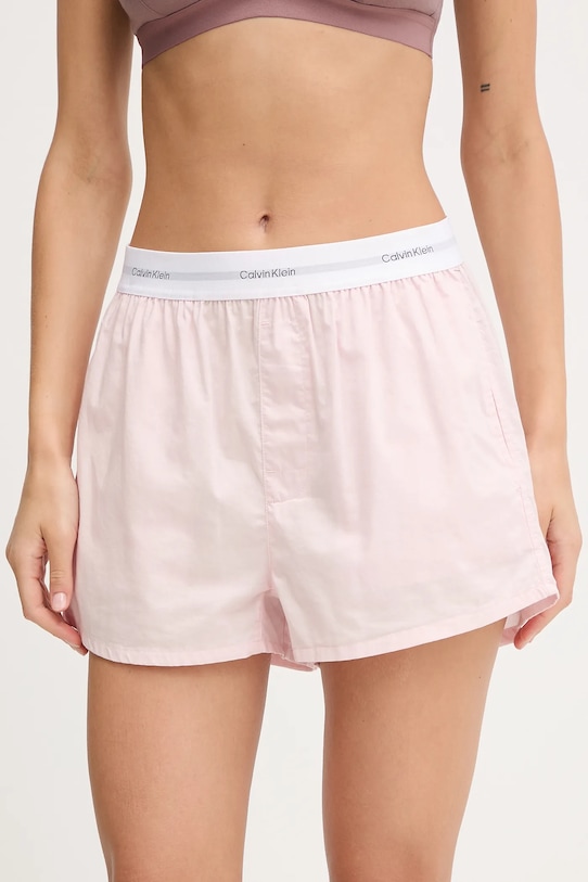 Βαμβακερή πιτζάμα σορτς Calvin Klein Underwear βαμβάκι ροζ LV00QS7411