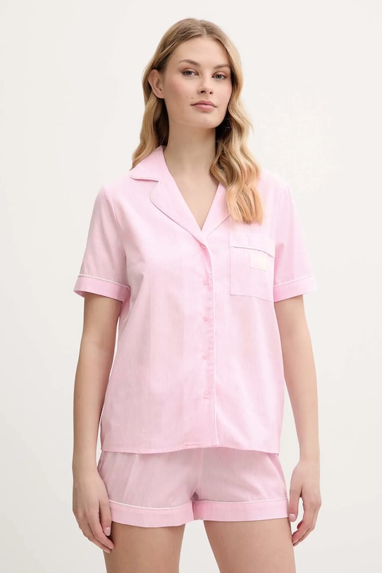 Guess piżama bawełniana MARTA wzorzyste różowy O5GX10.WH1K1