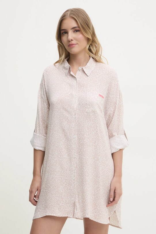 Dkny cămașă de noapte YI30043 bej SS25