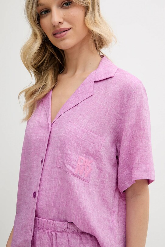 Lněné pyžamo Dkny fialová YI90054
