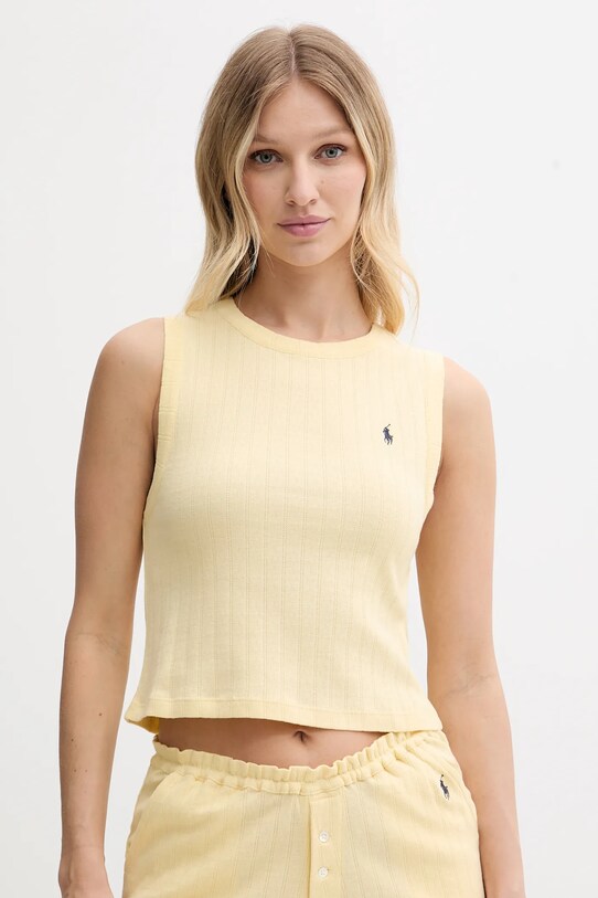 Polo Ralph Lauren piżama bawełniana 4P0232 żółty SS25