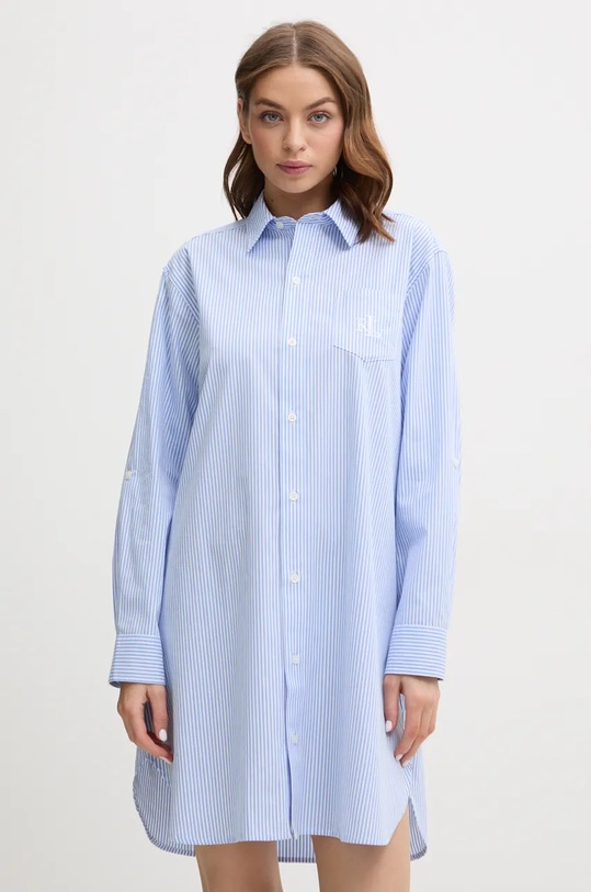 Bavlněná pyžamová košile Lauren Ralph Lauren látka modrá ILN32315
