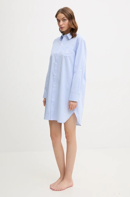 Bavlněná pyžamová košile Lauren Ralph Lauren ILN32315 modrá SS25