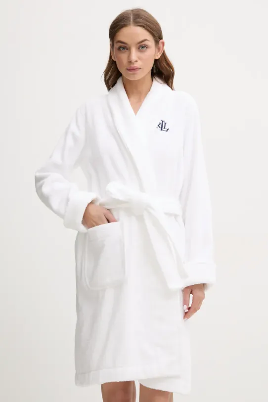 Lauren Ralph Lauren halat de baie din bumbac panza alb ILN42298