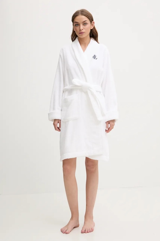 Lauren Ralph Lauren halat de baie din bumbac ILN42298 alb AW25