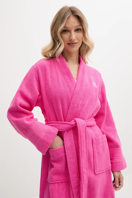 Хлопковый халат Lauren Ralph Lauren розовый ILN42435