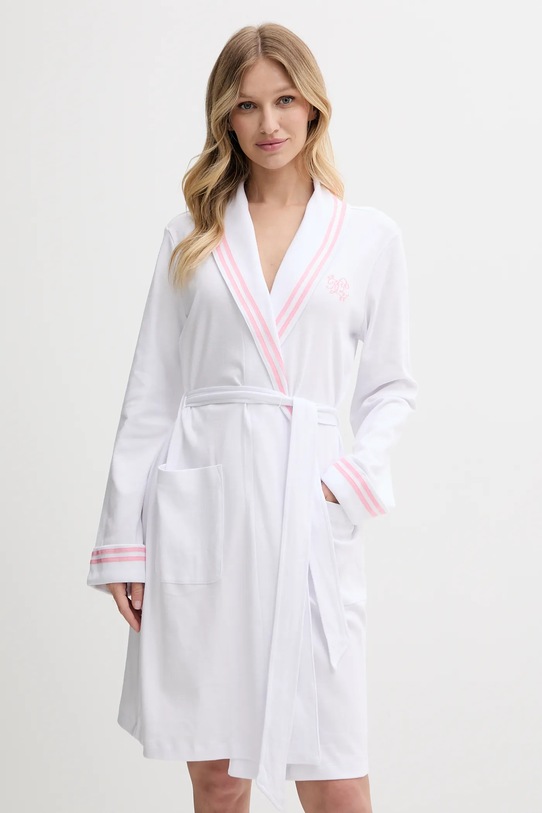 Pamučni kućni orgtač Lauren Ralph Lauren pletivo bijela ILN42437