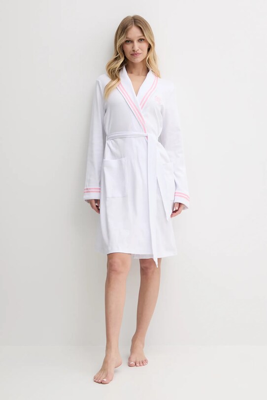 Bavlnený župan Lauren Ralph Lauren ILN42437 biela SS25