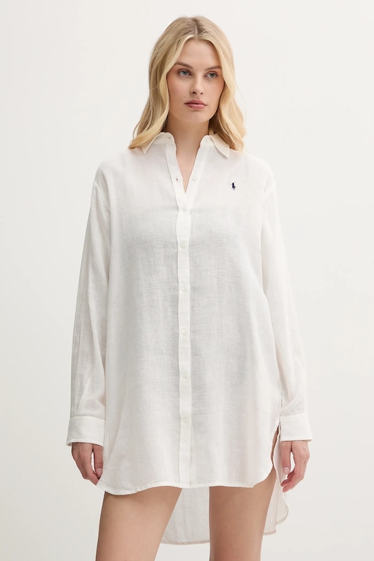 Polo Ralph Lauren koszula plażowa z domieszką lnu Planet friendly beżowy 21564377