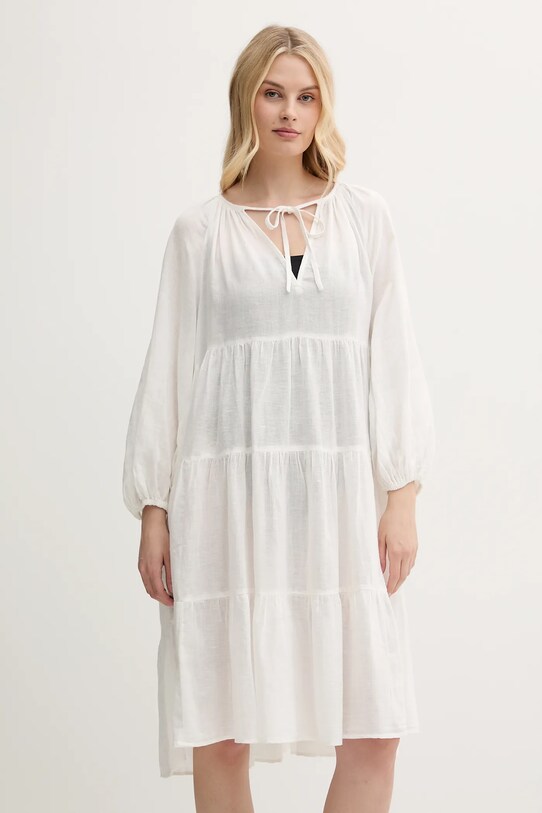 Polo Ralph Lauren sukienka plażowa z domieszką lnu 21564582 beżowy SS25