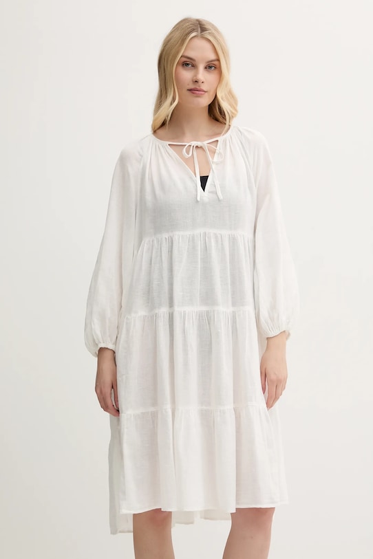 Пляжное платье с примесью льна Polo Ralph Lauren 21564582 бежевый SS25