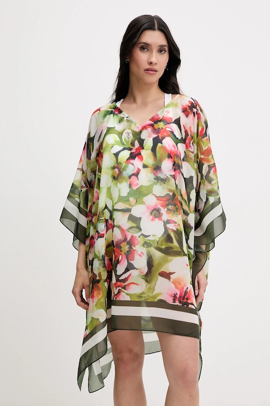 Liu Jo narzutka plażowa kwiaty zielony VA5173.T4902